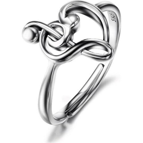925 Sterling Silver Music Note Wedding Rings For Women Luxury Jewelry Adjustable Heart Love Rings Female Gifts Drop Shipping