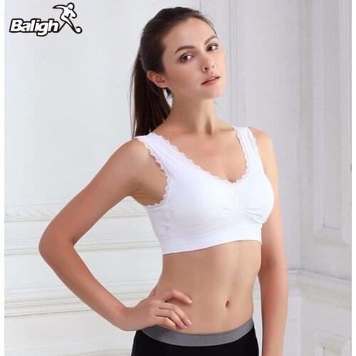 Comfort Sports Bras Lace Trim Size Women Padded Wireless Yoga Gym Bra Clothing
