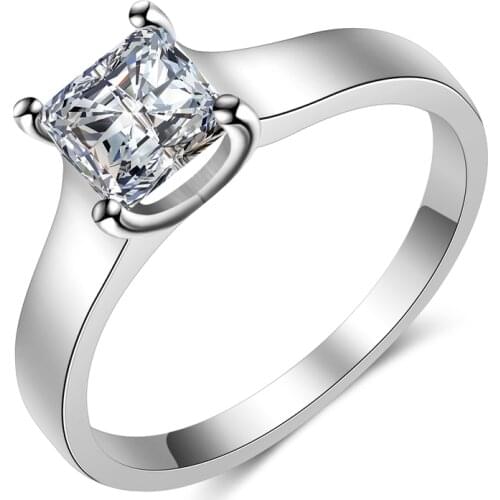 2019 Simple Cz Ring Women Female Square Cubic Zirconia Wedding Band Eternity Love Gift Engagement Jewelry Classic Wedding Band