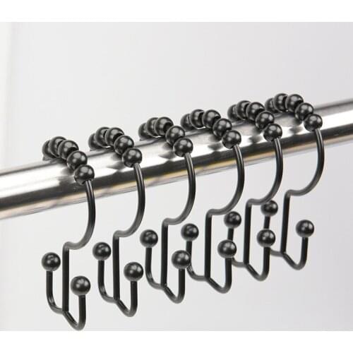 10pcs Metal Shower Curtain Hooks Shower Curtain Rings Rust Proof Free Sliding Double Shower Hooks for Curtain SP99