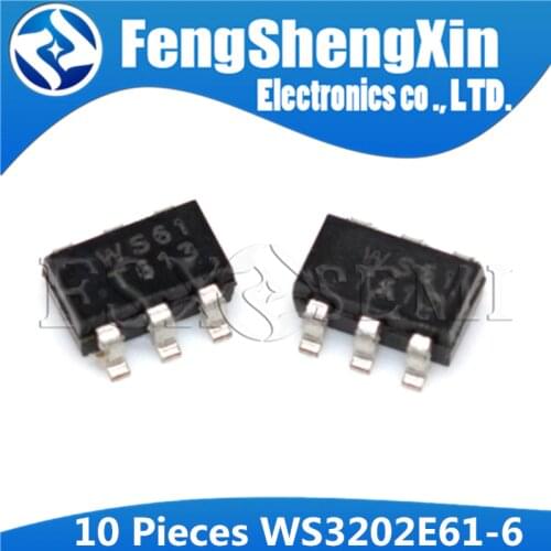 10PCS WS3202E61-6 WS61 SOT23 WS3202E SOT23-6 WS3202E61-6/TR Overvoltage and overcurrent protection chip