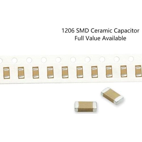 1206 High Voltage SMD Capacitor 1NF~100NF 1NF 10NF 100NF 2.2NF 22NF 220NF 500V 630V 1KV 2KV 1206(3216)250V capactior