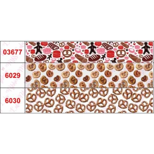 16mm-75mm Chocolate Bread Cookies Printed Grosgrain/Foe Ribbon Rainbow Gradient Color DIY Hair Bowknots Party Decor 50yards/roll
