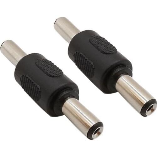 2Pcs DC 5.5*2.1mm Male to Male Plug 5.5x2.1mm DC Power Plug Conversion Head Adapter Connector