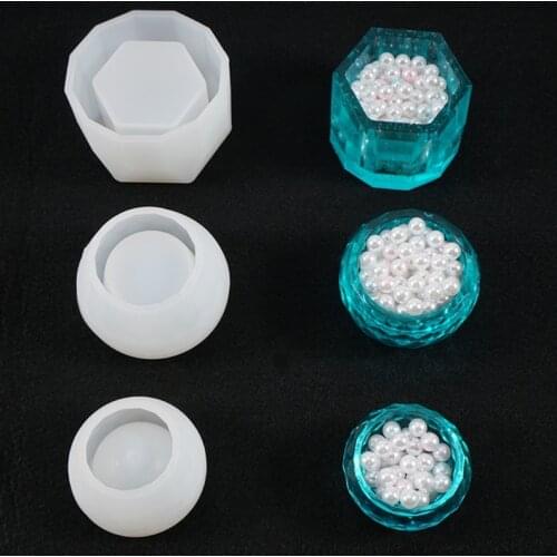 3 Pcs/Set Crystal Epoxy Resin Mold Round Bowl Hexagon Cup Dishes Silicone Mould