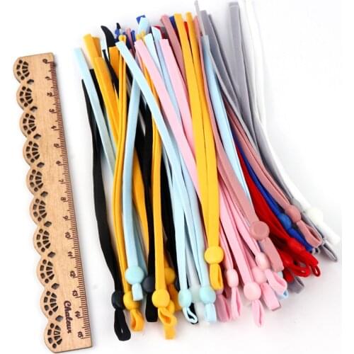 30cm 5mm Mask Sewing Elastic Band Cord with Adjustable Buckle Stretchy Mask Earloop Lanyard Earmuff Rope DIY Making Supplies