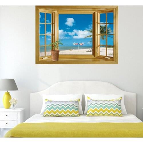 3D False Window Scenery Bedroom Decoration Wall Stickers DIY Tree Home Decor Decals Poster Mural