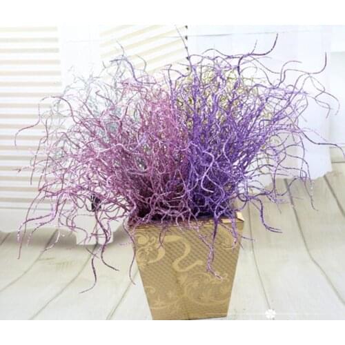 5pcs Artificial Glitter Powder Juncus effusus Grass For Flower Arrangement Accessories For Home Wedding Garden Decoration