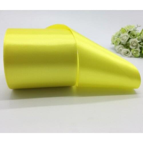 5Yards/lot 4" 100mm Yellow Silk Satin Ribbon Polyester Ribbon Wedding Christmas Party Decoration DIY Gift Packing