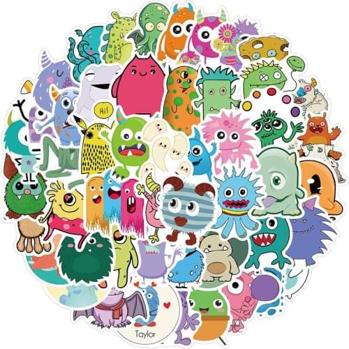 50Pcs Monster Stickers Kids Graffiti Waterproof Decals For Skateboard Bicycle Luggage Guitar Laptop Notebook Sticker
