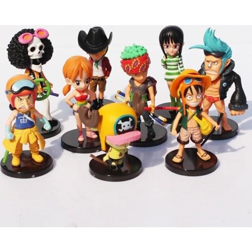 9pcs Anime One Piece Mini Luffy Roronoa Zoro Action Figure Sanji Usopp Franky Nami Fifurines Toys Doll Model S30