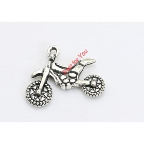 Antique Silver Plated Motorbike Charms Pendant Bracelet Necklace Jewelry Making DIY Handmade 17x23mm