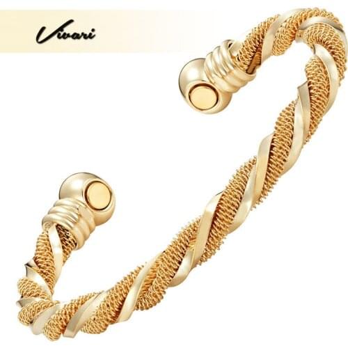 Bio Gold Color Magnetic Copper Bangle Romantic Healing Bangle Wristband Charm Unisex high Quality