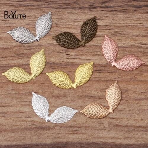 BoYuTe 100 Pcs 12*27MM 7 Colors Wholesale Leaf Charms Stamping Brass Material DIY Jewelry Pendant Charms