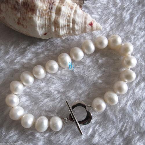 Natural 8" 8-9mm AA White Freshwater Pearl Bracelet Single Strand Pearl Jewelry