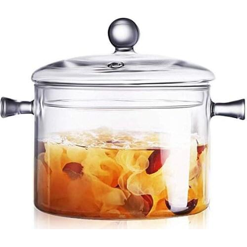 Household Transparent Glass Soup Pot Kitchen Heat-resistant Porridge Pot Home Glass Bowl Kitchen Cooking Tools