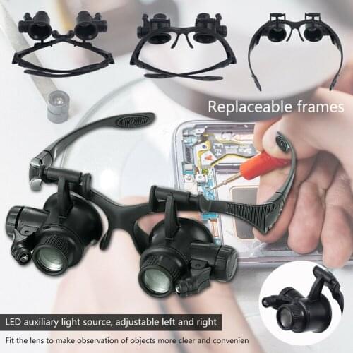 Watch Loupe With LED Light Magnifier 25X Eye Glass Magnifying Repair Kit