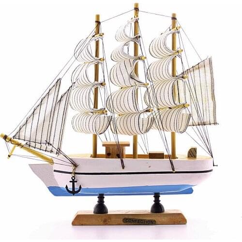 Wooden Handmade Sailing Ship Model Decorative Hobby 23cm