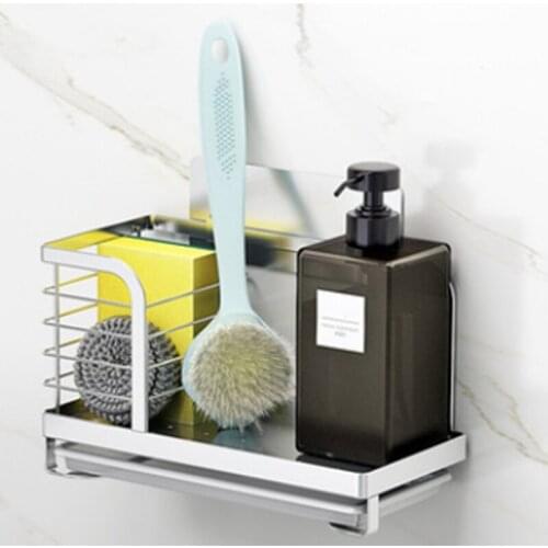 Kitchen Sink Caddy Sponge Holder Dish Brush Storage with Drain Tray, Countertop Sponge Brush Rags Soap Holder