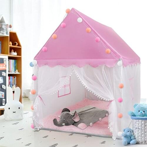 Kids Play Tents for Girls, Pink Princess Castle Tent, Large Fairy Playhouse Gift Toys for Girl Toddler Children Play House, Fair