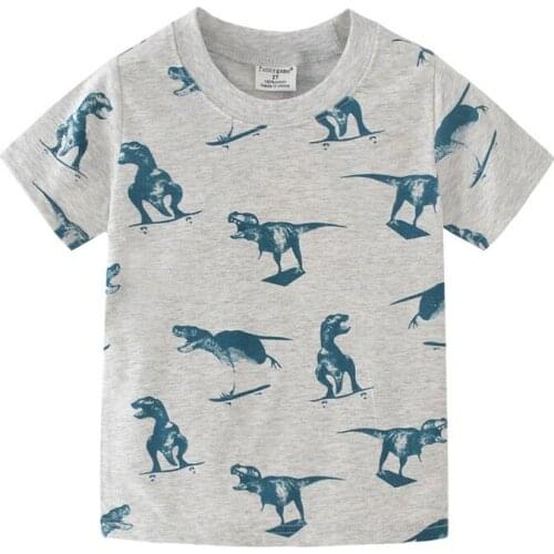 Funnygame Animals Childrens Summer T shirts Dinosaurs Cotton Boys Girls Tees Short Sleeve Baby Clothes Casual Boys T shirts Top