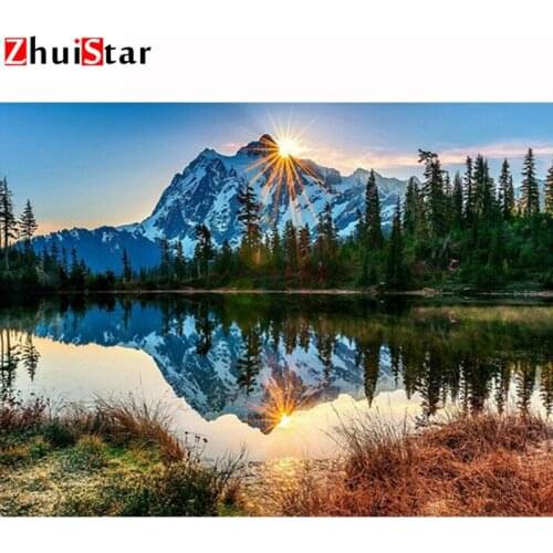 DIY Diamond Painting Mountain Picture With Rhinestones Diamond Mosaic Landscape Full Drill Square Diamond Embroidery Art XY1