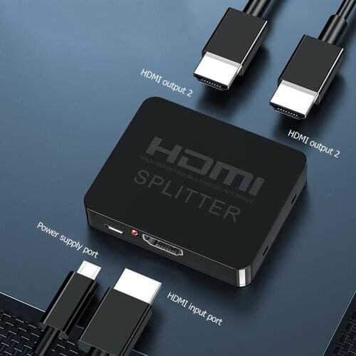 HW-HD102M Dual HDMI-compatible Splitter Classic Delicate HW-HD102M 1 In 2 Out Mini Splitter Portable 4Kx2K 3D HDMI-compatible