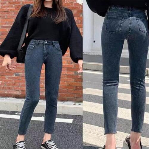 Jeans Woman Pants Autumn 2020 New High waisted slim Pencil pants trend Female washed denim skinny trousers stretch