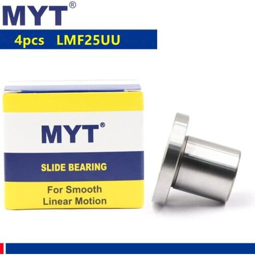 4pcs MYT high precision LMF25UU Flange type linear motion bearing For 25mm CNC Router 3D printer linear Rod