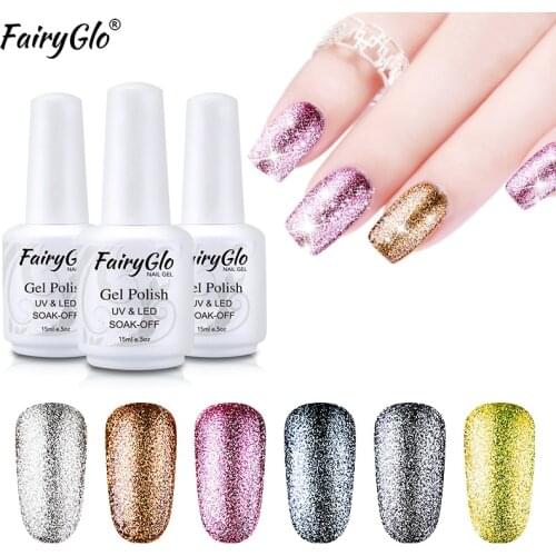FairyGlo 15ML Bling Nail Gel Platinum UV LED Lamp Gel Nail Polish Long Last Gel Varnish Hybrid Paint Gellak Lucky Lacquer Glue