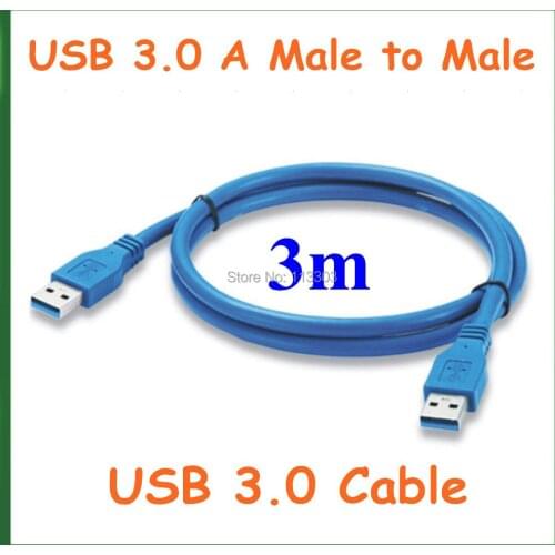 200pcs Extension Cable USB 3.0 3m USB 3.0 A Male to Male Data Cable Blue Color OD 6.0mm Super Speed