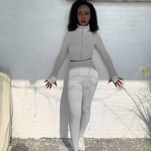 2020 Long Sleeve Two Piece Set Top and Sport Leggings Fitness Tracksuit Workout Sport Jogging Suit for Women Elastic Gym Wear