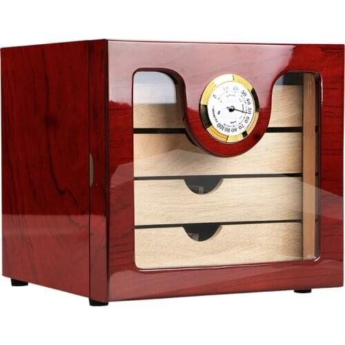Elegant COHIBA 4 Drawers High Glossy Finish Wooden Cigar Cabinet Humidor Storage Box W/ Electronic Hygrometer Humidors