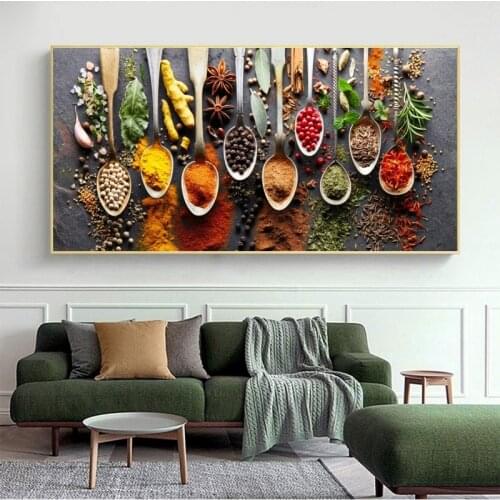 Kitchen theme Herbs and Spices for Cooking Canvas Art Posters And Prints Canvas Paintings On the Wall Art Pictures Cuadros Decor