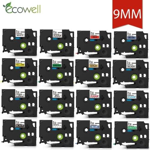 Ecowell label ribbon cassette tze-221 Tze221 621 121 521 325 9mm Compatible for Brother p-touch label printers Tze tape Tze 221