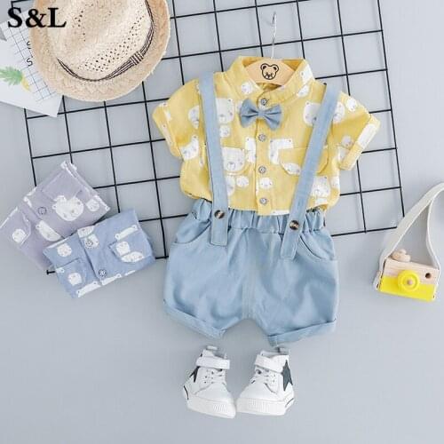 2019 Summer Kids Clothing Short Sleeve Shirt T-Shirt Bib Set 2 Piece Set Infant 0-4 Year Old Baby Suit Детская Одежда
