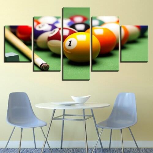 5 Panel Hot Sale Canvas Art Modern HD Billiards Printed Oil Painting Frames Picture For Wall Home Bedroom Fashion Decoration