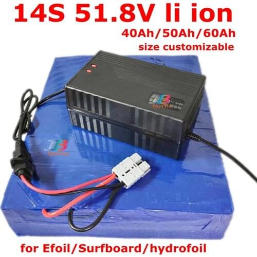 14S 51.8V 48v 40ah 50ah 60ah Lithium ion battery with bms for Efoil surfboard surfing board entertainment Sea Scooter hydrofoil