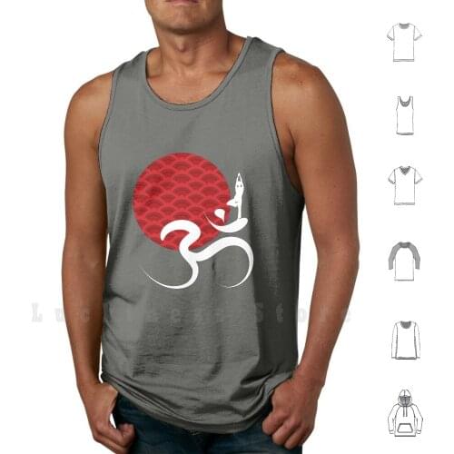 Scallop Patten Red Sun Yoga And White Om Calligraphy tank tops vest sleeveless Fatfatin Yoga Ohm Symbol