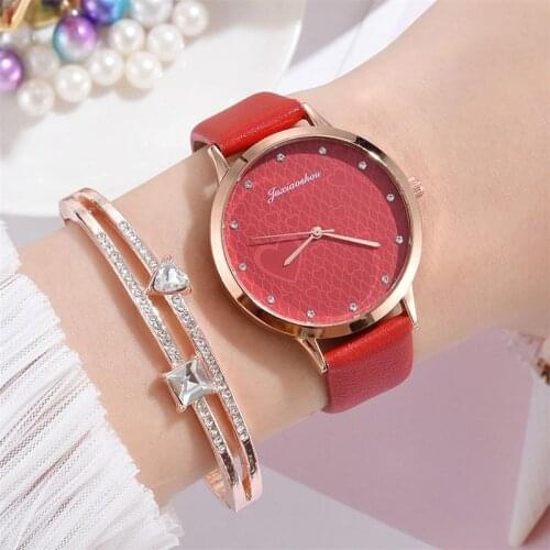 Fashion Heart-shaped Creative Watches New Gift Female Quartz Watch Simple Casual Ladies Wristwatches with Leather Strap