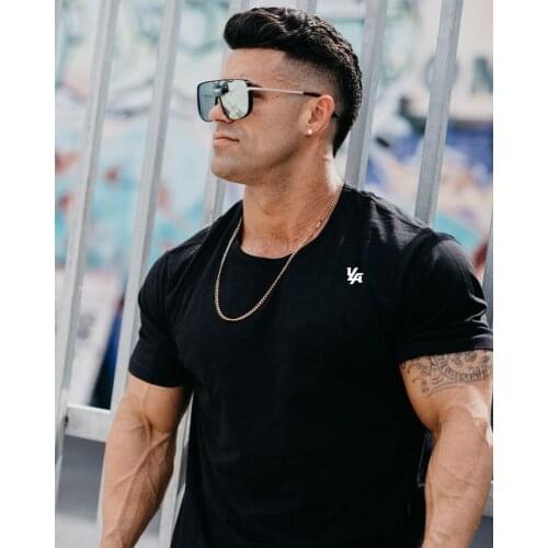 2021 New Brand fashion Men cotton t shirt Spring Autumn Slim short sleeve Fitted male Tops Leisure Bodybuilding tees clothing