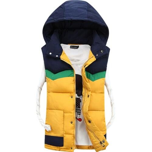 Men Winter Jackets Casual Thick Vests Men Sleeveless Hoodie Coats Male Cotton Padded Warm Sleeveless Waistcoat plus size XS -3XL