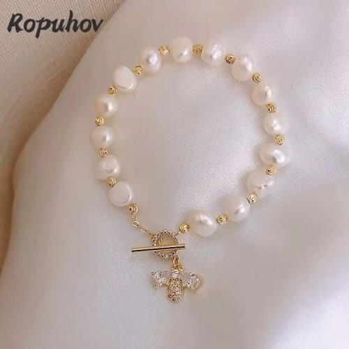 Ropuhov 2021 New Fresh Water Pearl Jewelry Charm Bracelets Charm Bracelets Couple Bracelet Gift Set for Women Luxury