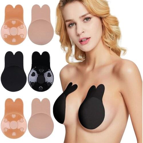 New 3 Pairs Silicone Self-Adhesive Bras For Women Strapless Invisible Push Up Bra Sexy Nipple Cover Sticky Rabbit Bra Lift Tape