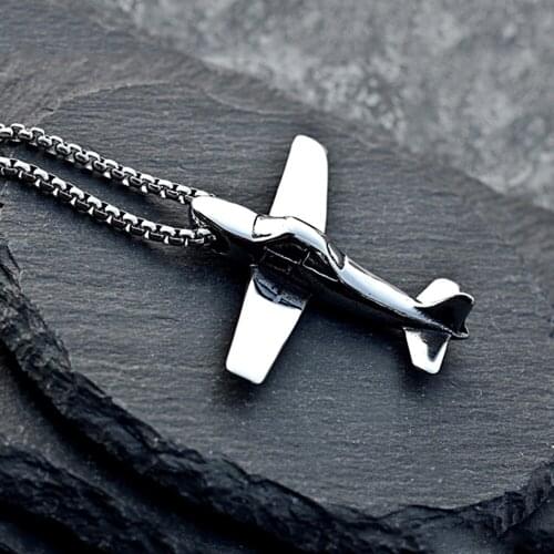 Simple Airplane Pendant Neckalce For Men And Women Fashion Stainless Steel Necklace Punk Biker Jewelry Accessories Wholesale