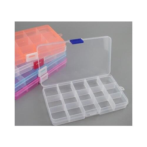 PP Plastic 15 Detachable Transparent Storage Box Jewelry Finish Jewelry Box Component Tool Fishing Tackle Storage Box