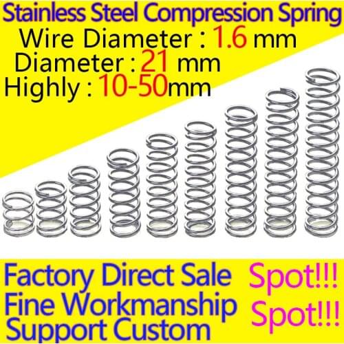 CoolXYZ Stainless Steel Spring Pressure Spring Compression Spring The Return Spring Wire Diameter 1.6mm Diameter 21mm in stock