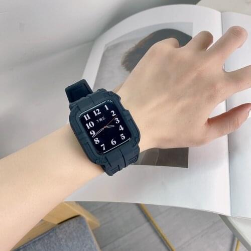 Soft Silicone Band for Apple Watch Strap 40mm 44mm 38mm 42mm Sport Loop & Case Cover for iWatch Series 5 4 3 2 1 6SE Wristband