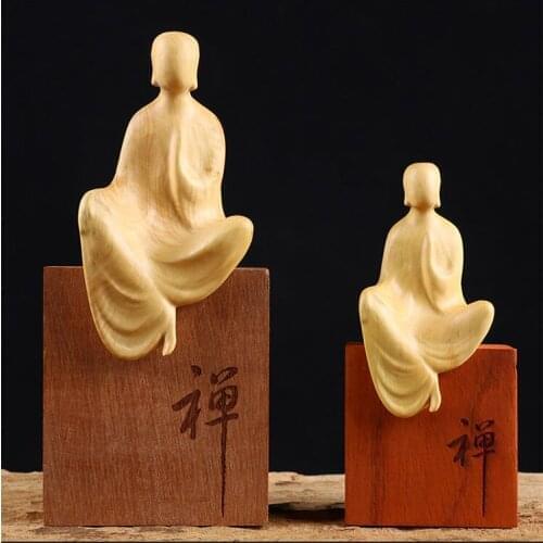 Boxwood Carving Zen Carving Wood Sculpture Tea Ceremony Incense Ceremony Creative Home Decoration Buddha Statue Without Phase