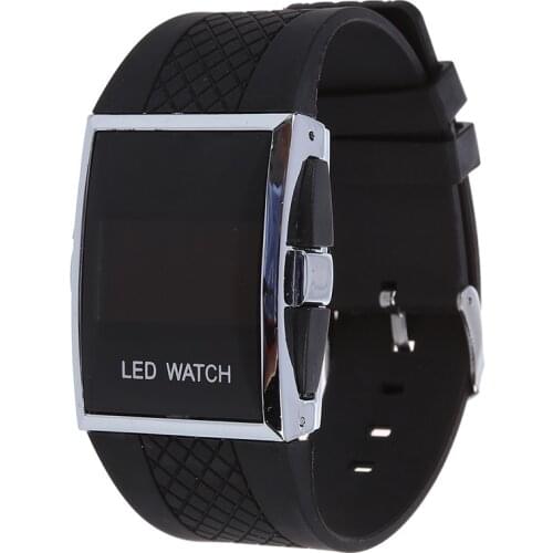 Luxury Digital Mens Red LED Light Sport Wrist Watch Gift Style - Black